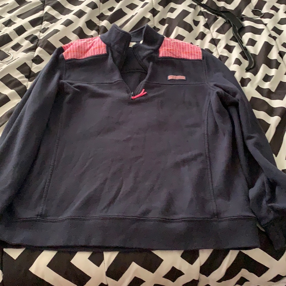 Vineyard Vines Navy and Pink Women's Sweater